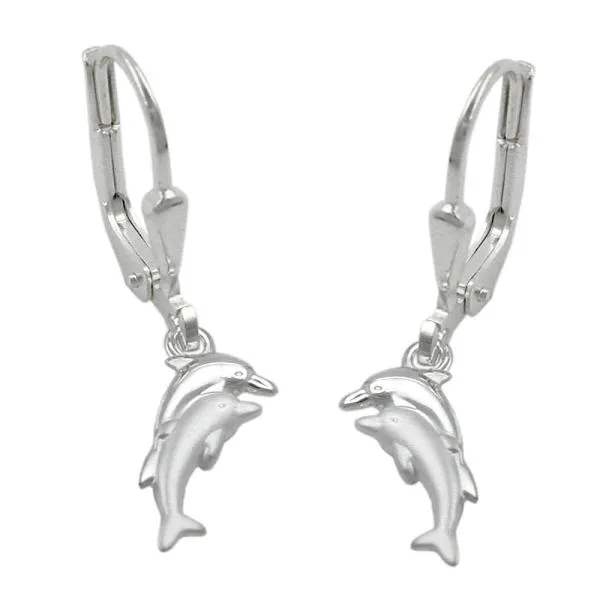 Ohrbrisur Ohrhänger Ohrringe 25x11mm Delfinpaar matt-glänzend Silber 925 Ohrbrisur Ohrhänger Ohrringe 25x11mm Delfinpaar matt-glänzend Silber 925