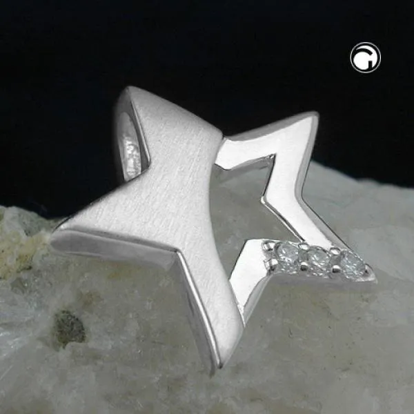 Anhänger 15x16mm Stern mit Zirkonias matt-glänzend Silber 925 Anhänger 15x16mm Stern mit Zirkonias matt-glänzend Silber 925