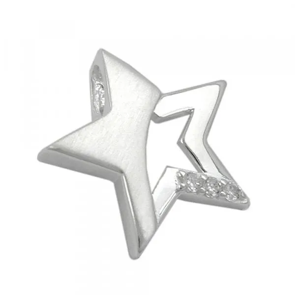 Anhänger 15x16mm Stern mit Zirkonias matt-glänzend Silber 925 Anhänger 15x16mm Stern mit Zirkonias matt-glänzend Silber 925