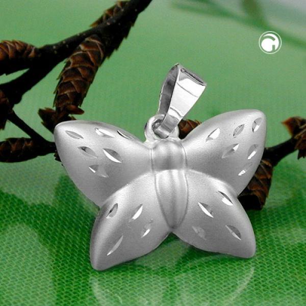 Anhänger 11x16mm Schmetterling matt-glänzend diamantiert Silber 925 Anhänger 11x16mm Schmetterling matt-glänzend diamantiert Silber 925