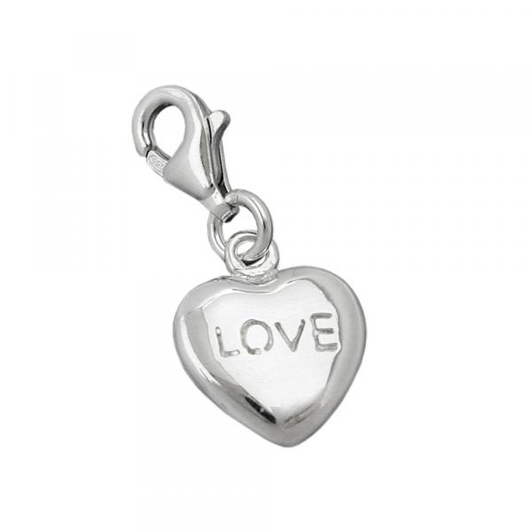 Anhänger 13x11mm Charm Herz LOVE glänzend rhodiniert Silber 925 Anhänger 13x11mm Charm Herz LOVE glänzend rhodiniert Silber 925