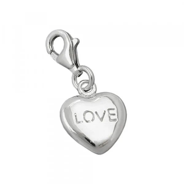 Anhänger 13x11mm Charm Herz LOVE glänzend rhodiniert Silber 925 Anhänger 13x11mm Charm Herz LOVE glänzend rhodiniert Silber 925