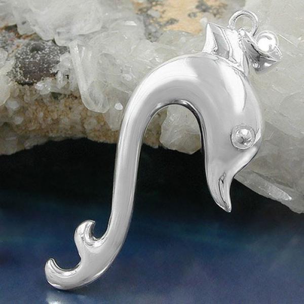 Anhänger 40x17mm großer Delfin glänzend Silber 925 Anhänger 40x17mm großer Delfin glänzend Silber 925