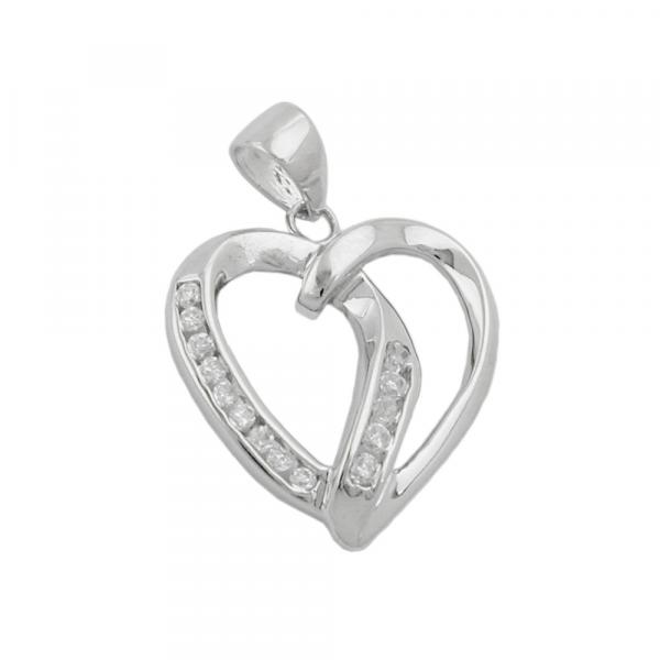 Anhänger 22x20mm Herz mit 14 Zirkonias rhodiniert Silber 925 Anhänger 22x20mm Herz mit 14 Zirkonias rhodiniert Silber 925