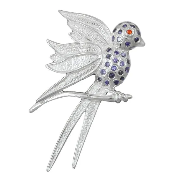 Anhänger 44x26mm Vogel mit lila Steinen 925 Anhänger 44x26mm Vogel mit lila Steinen 925