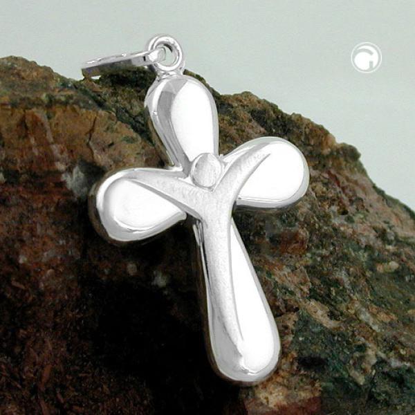 Anhänger 23x15mm Kreuz mit Jesus matt-glänzend Silber 925 Anhänger 23x15mm Kreuz mit Jesus matt-glänzend Silber 925