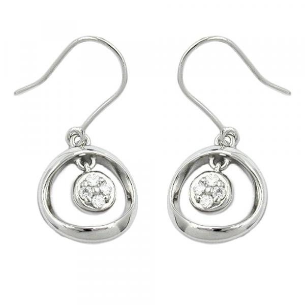 Ohrhaken 22x14mm mit Zirkonias rhodiniert Silber 925 Ohrhaken 22x14mm mit Zirkonias rhodiniert Silber 925