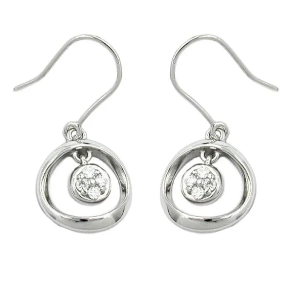 Ohrhaken 22x14mm mit Zirkonias rhodiniert Silber 925