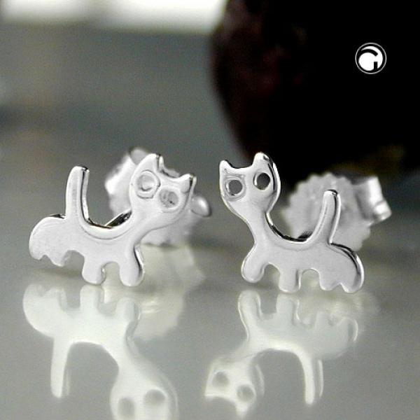 Ohrstecker Ohrring 6x65mm Katze glänzend Silber 925 Ohrstecker Ohrring 6x65mm Katze glänzend Silber 925