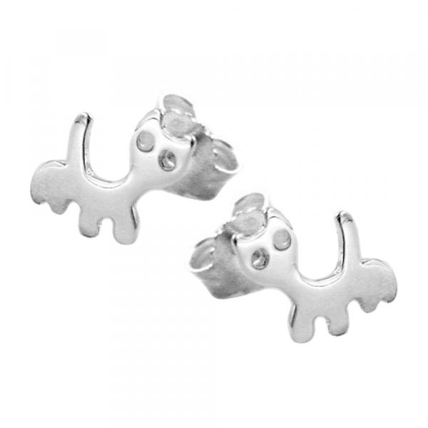 Ohrstecker Ohrring 6x65mm Katze glänzend Silber 925 Ohrstecker Ohrring 6x65mm Katze glänzend Silber 925