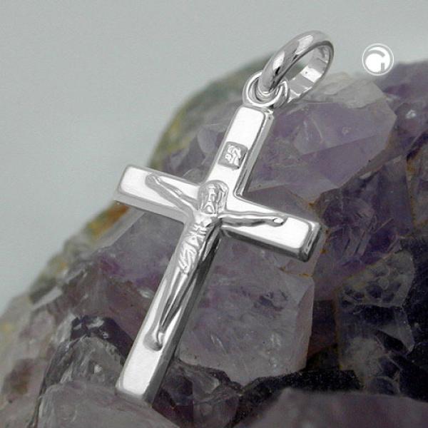 Anhänger 17x11mm Kreuz mit Jesus glänzend Silber 925 Anhänger 17x11mm Kreuz mit Jesus glänzend Silber 925