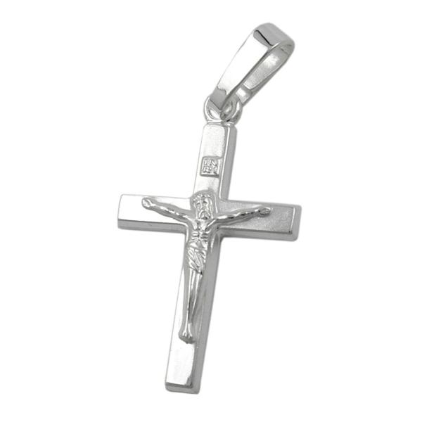 Anhänger 17x11mm Kreuz mit Jesus glänzend Silber 925