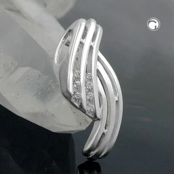 Anhänger 19x8mm streifig mit Zirkonias matt-glänzend Silber 925 Anhänger 19x8mm streifig mit Zirkonias matt-glänzend Silber 925