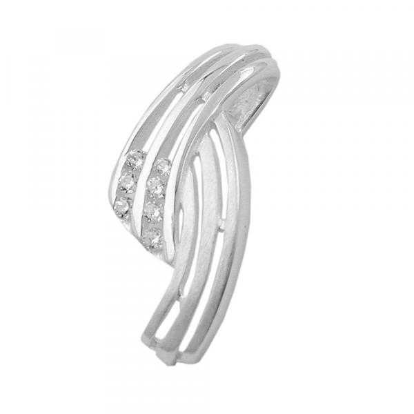 Anhänger 19x8mm streifig mit Zirkonias matt-glänzend Silber 925 Anhänger 19x8mm streifig mit Zirkonias matt-glänzend Silber 925