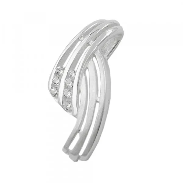 Anhänger 19x8mm streifig mit Zirkonias matt-glänzend Silber 925 Anhänger 19x8mm streifig mit Zirkonias matt-glänzend Silber 925