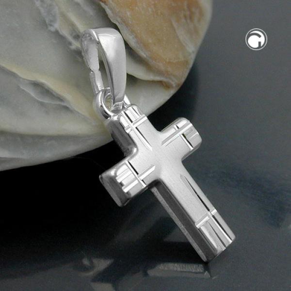 Anhänger 15x10mm Kreuz matt-diamantiert Silber 925