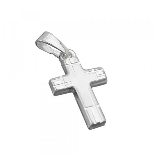 Anhänger 15x10mm Kreuz matt-diamantiert Silber 925