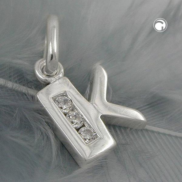 Anhänger 8x7mm Buchstabe K glänzend mit Zirkonias Silber 925 Anhänger 8x7mm Buchstabe K glänzend mit Zirkonias Silber 925