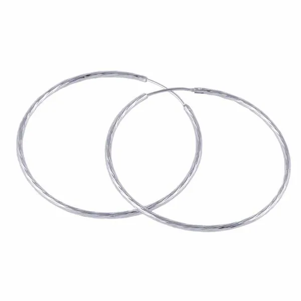 Creole Ohrringe 50mm Drahtcreole mit Steckverschluss diamantiert Silber 925 Creole Ohrringe 50mm Drahtcreole mit Steckverschluss diamantiert Silber 925