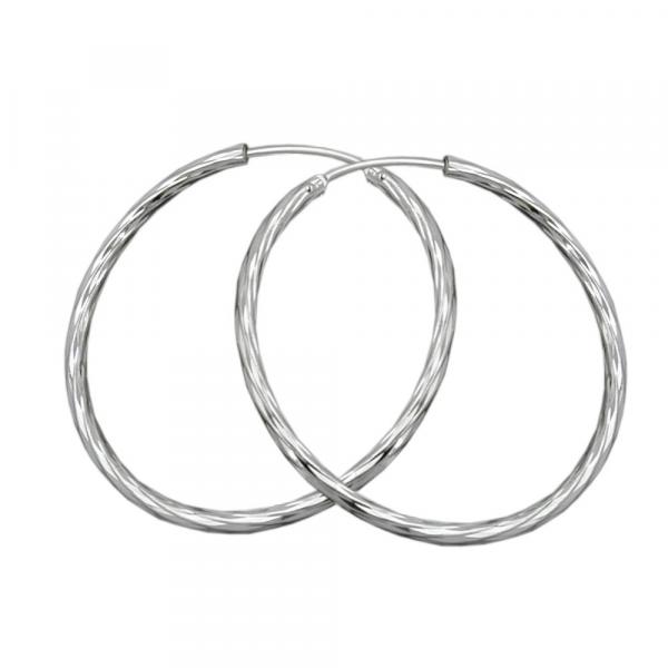 Creole 35mm diamantiert Drahtcreole mit Steckverschluss Silber 925 Creole 35mm diamantiert Drahtcreole mit Steckverschluss Silber 925