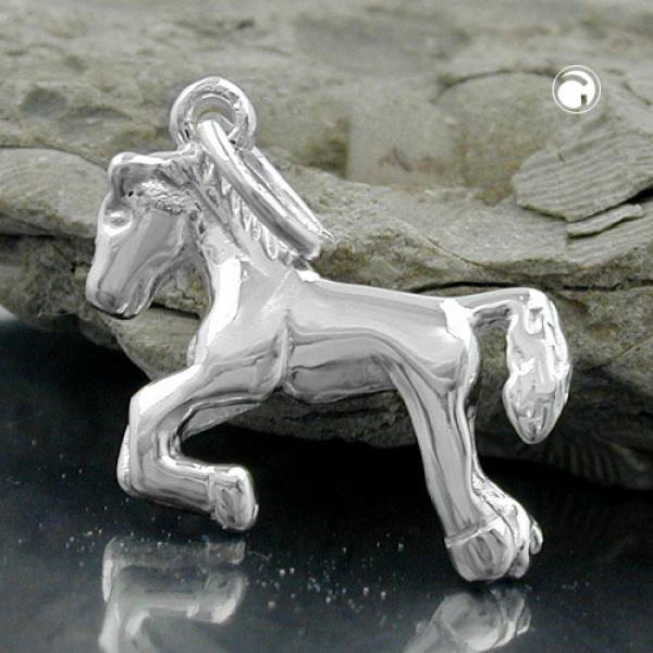 Anhänger 15x13mm Pferd glänzend Silber 925