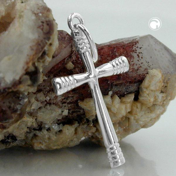 Anhänger 24x14mm Kreuz glänzend geringelte Enden Silber 925 Anhänger 24x14mm Kreuz glänzend geringelte Enden Silber 925