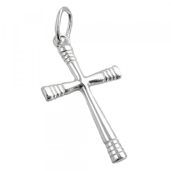 Anhänger 24x14mm Kreuz glänzend geringelte Enden Silber 925 Anhänger 24x14mm Kreuz glänzend geringelte Enden Silber 925