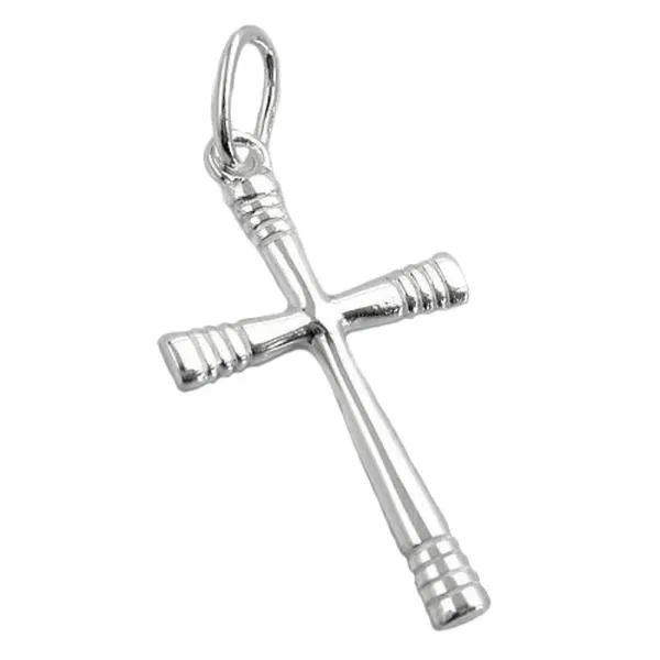 Anhänger 24x14mm Kreuz glänzend geringelte Enden Silber 925 Anhänger 24x14mm Kreuz glänzend geringelte Enden Silber 925