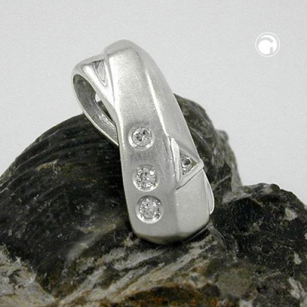 Anhänger 20x9mm mit 4 Zirkonias mattiert Silber 925 Anhänger 20x9mm mit 4 Zirkonias mattiert Silber 925
