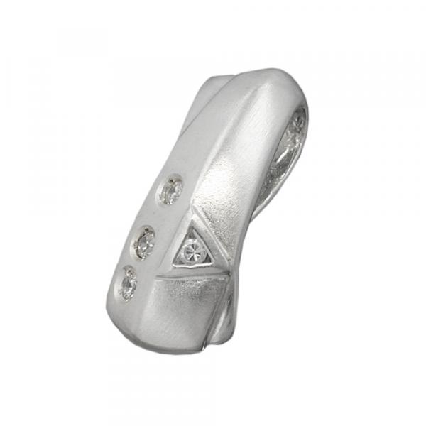 Anhänger 20x9mm mit 4 Zirkonias mattiert Silber 925 Anhänger 20x9mm mit 4 Zirkonias mattiert Silber 925