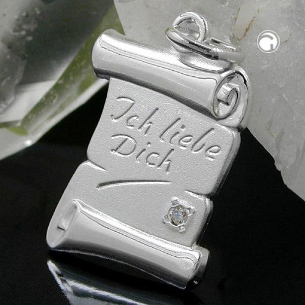 Anhänger 21x14mm Schriftrolle -Ich liebe Dich- Silber 925 Anhänger 21x14mm Schriftrolle -Ich liebe Dich- Silber 925