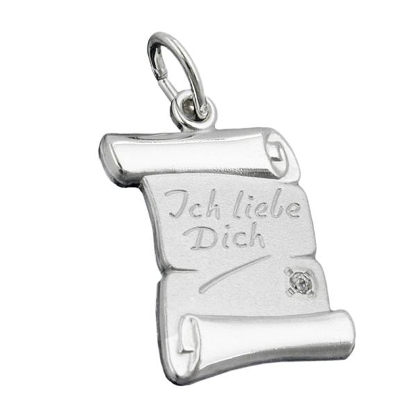 Anhänger 21x14mm Schriftrolle -Ich liebe Dich- Silber 925 Anhänger 21x14mm Schriftrolle -Ich liebe Dich- Silber 925