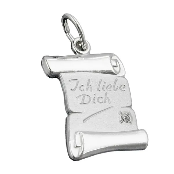 Anhänger 21x14mm Schriftrolle -Ich liebe Dich- Silber 925 Anhänger 21x14mm Schriftrolle -Ich liebe Dich- Silber 925