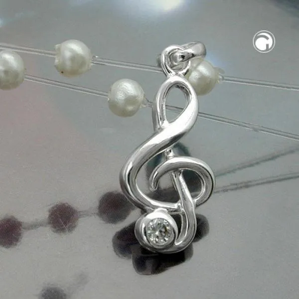 Anhänger 17x8mm Notenschlüssel Silber 925 Anhänger 17x8mm Notenschlüssel Silber 925
