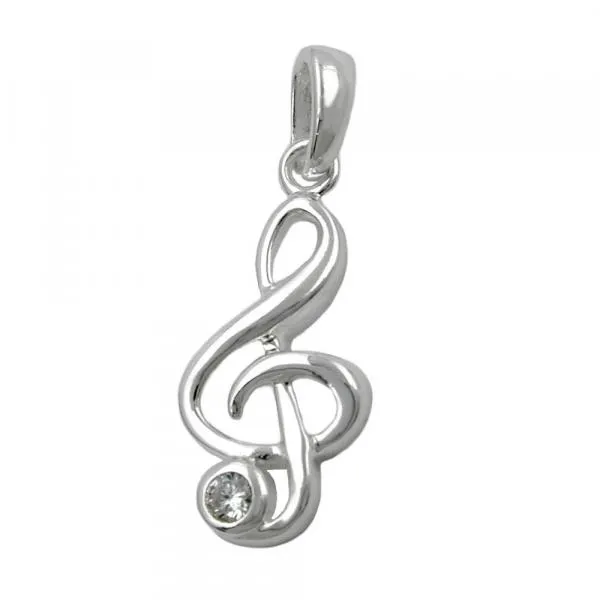 Anhänger 17x8mm Notenschlüssel Silber 925 Anhänger 17x8mm Notenschlüssel Silber 925