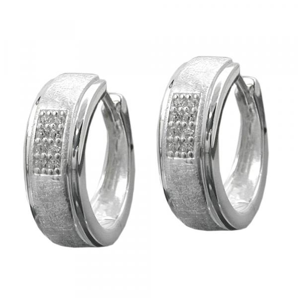 Creole 14x5mm Klappscharnier matt-glänzend Zirkonias Silber 925 Creole 14x5mm Klappscharnier matt-glänzend Zirkonias Silber 925