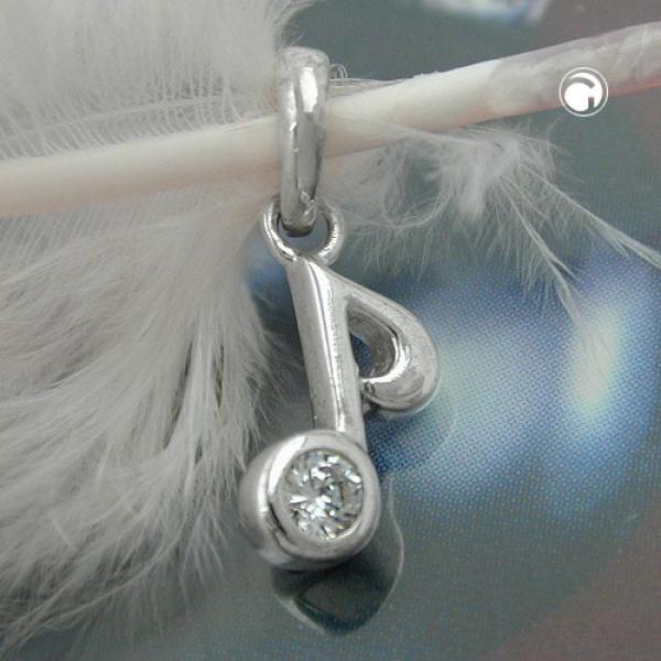 Anhänger 11x5mm Musiknote Achtelnote mit Zirkonia Silber 925 Anhänger 11x5mm Musiknote Achtelnote mit Zirkonia Silber 925