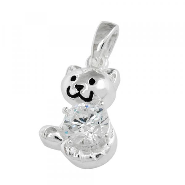 Anhänger 15x10mm Katze mit Zirkonia glänzend Silber 925 Anhänger 15x10mm Katze mit Zirkonia glänzend Silber 925
