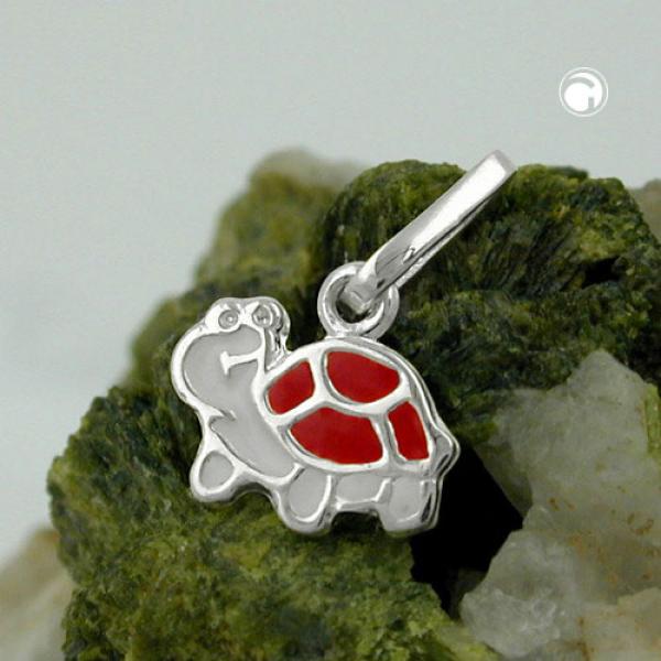 Anhänger 7x8mm Schildkröte weiß-rot Silber 925 Anhänger 7x8mm Schildkröte weiß-rot Silber 925