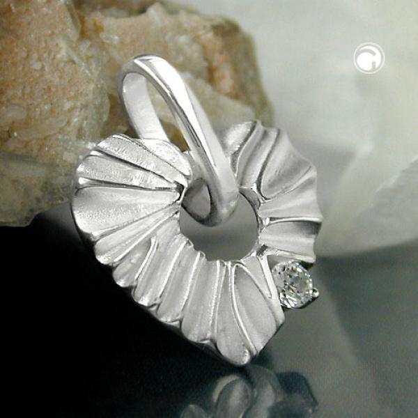 Anhänger 17mm Herz mit Zirkonia matt-glänzend Silber 925 Anhänger 17mm Herz mit Zirkonia matt-glänzend Silber 925