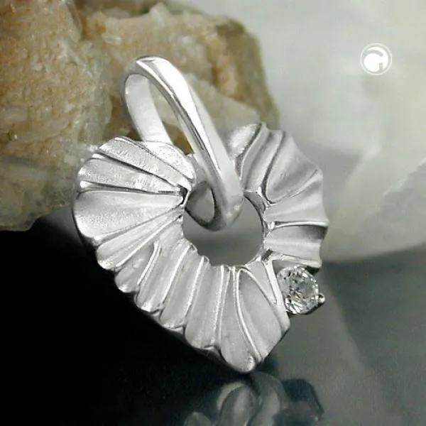 Anhänger 17mm Herz mit Zirkonia matt-glänzend Silber 925 Anhänger 17mm Herz mit Zirkonia matt-glänzend Silber 925
