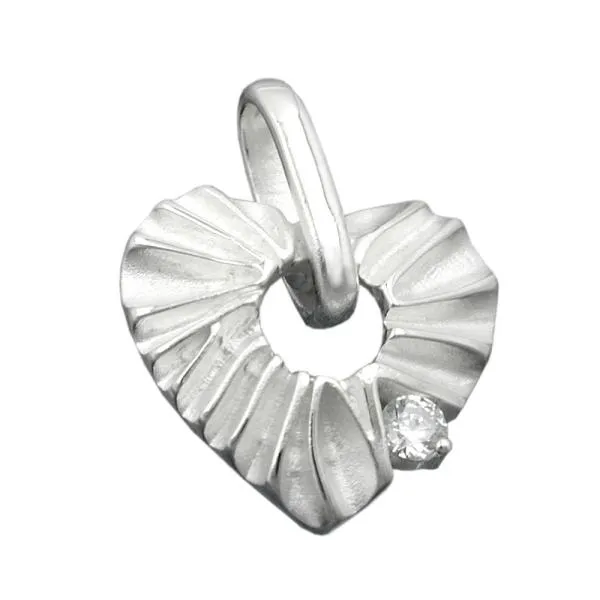 Anhänger 17mm Herz mit Zirkonia matt-glänzend Silber 925 Anhänger 17mm Herz mit Zirkonia matt-glänzend Silber 925