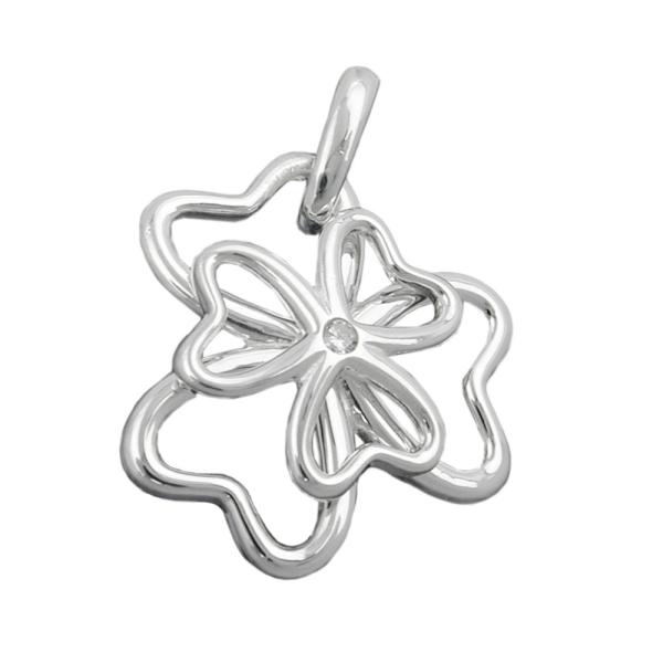 Anhänger 18mm Kleeblatt Zirkonia glänzend Silber 925 Anhänger 18mm Kleeblatt Zirkonia glänzend Silber 925