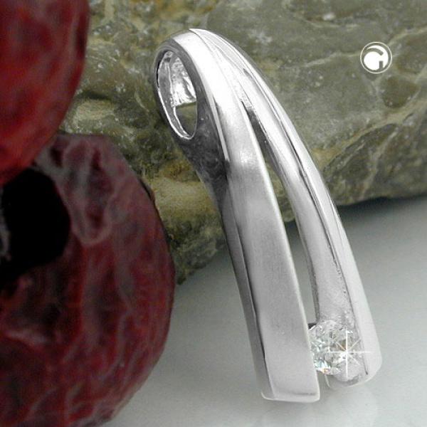 Anhänger 20,5x7mm mit Zirkonia mattiert Silber 925 Anhänger 20,5x7mm mit Zirkonia mattiert Silber 925