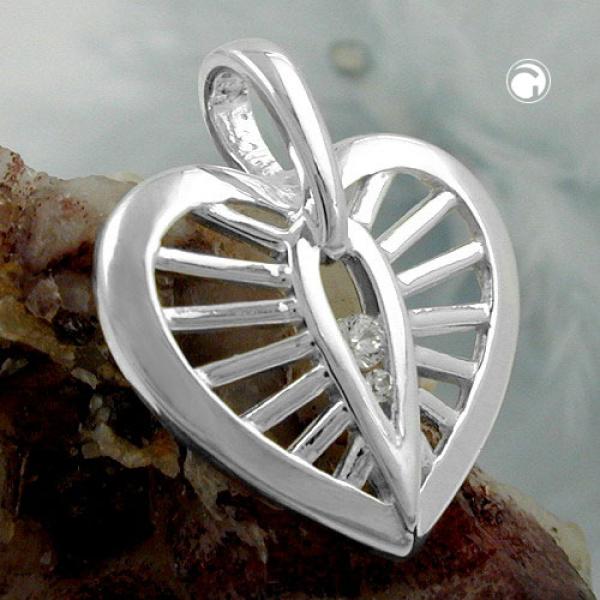 Anhänger 18x16mm Herz mit Zirkonias Silber 925 Anhänger 18x16mm Herz mit Zirkonias Silber 925
