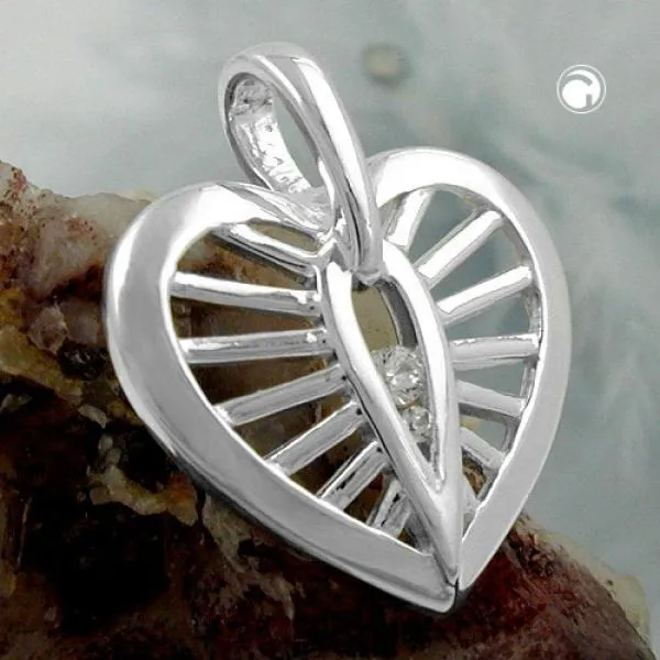 Anhänger 18x16mm Herz mit Zirkonias Silber 925 Anhänger 18x16mm Herz mit Zirkonias Silber 925