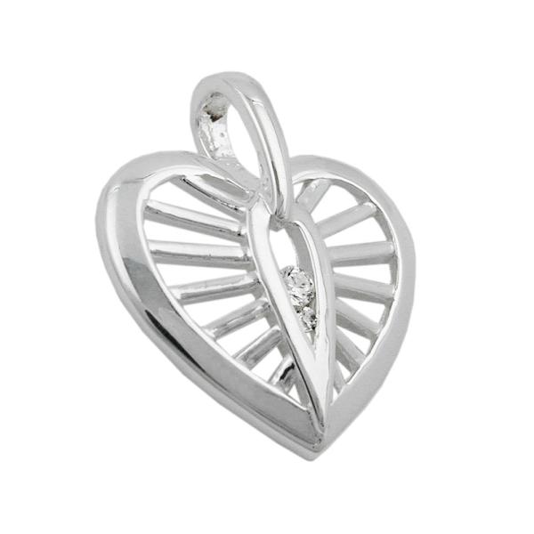 Anhänger 18x16mm Herz mit Zirkonias Silber 925 Anhänger 18x16mm Herz mit Zirkonias Silber 925