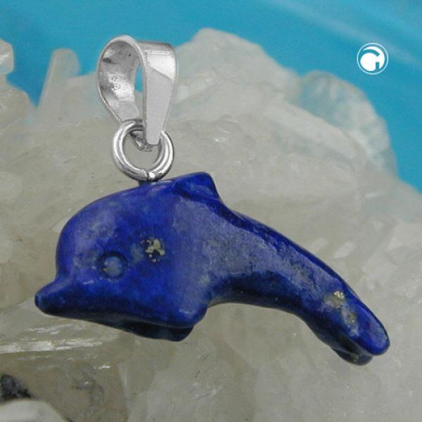 Anhänger ca. 20x12x5mm Delfin aus Lapislazuli Silber 925 Anhänger ca. 20x12x5mm Delfin aus Lapislazuli Silber 925