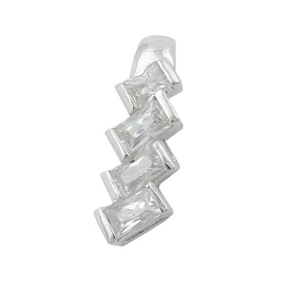 Anhänger 21x7mm 4x Zirkonia schräg glänzend Silber 925 Anhänger 21x7mm 4x Zirkonia schräg glänzend Silber 925