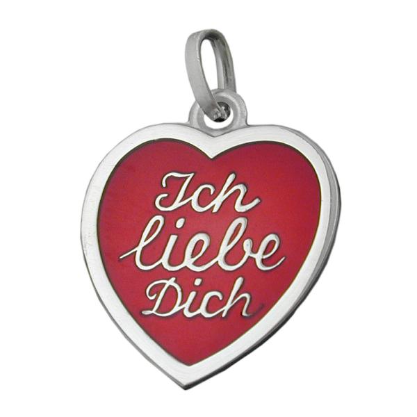 Anhänger 17x16mm Herz rot lackiert - Ich liebe Dich- Silber 925 Anhänger 17x16mm Herz rot lackiert - Ich liebe Dich- Silber 925